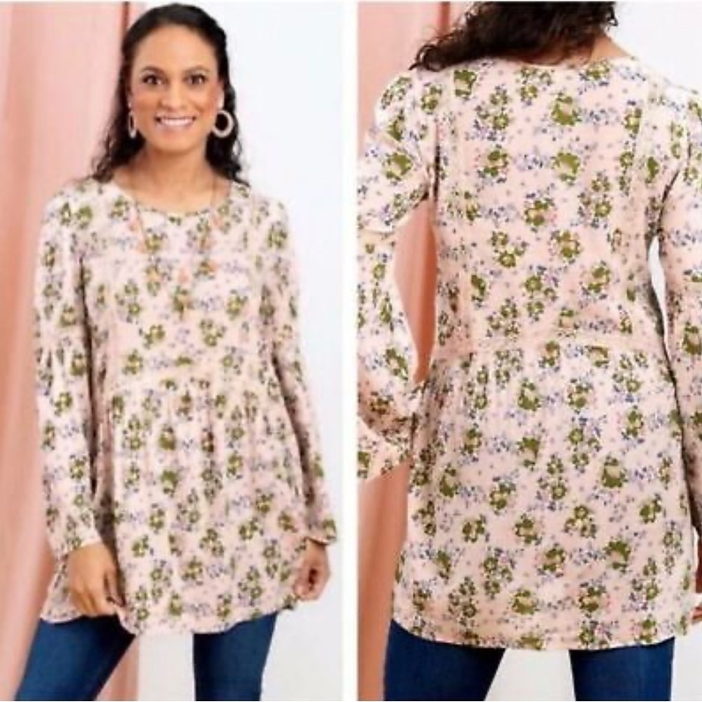 Matilda, Jane, like a lady,‎ pink floral , crochet tunic blouse